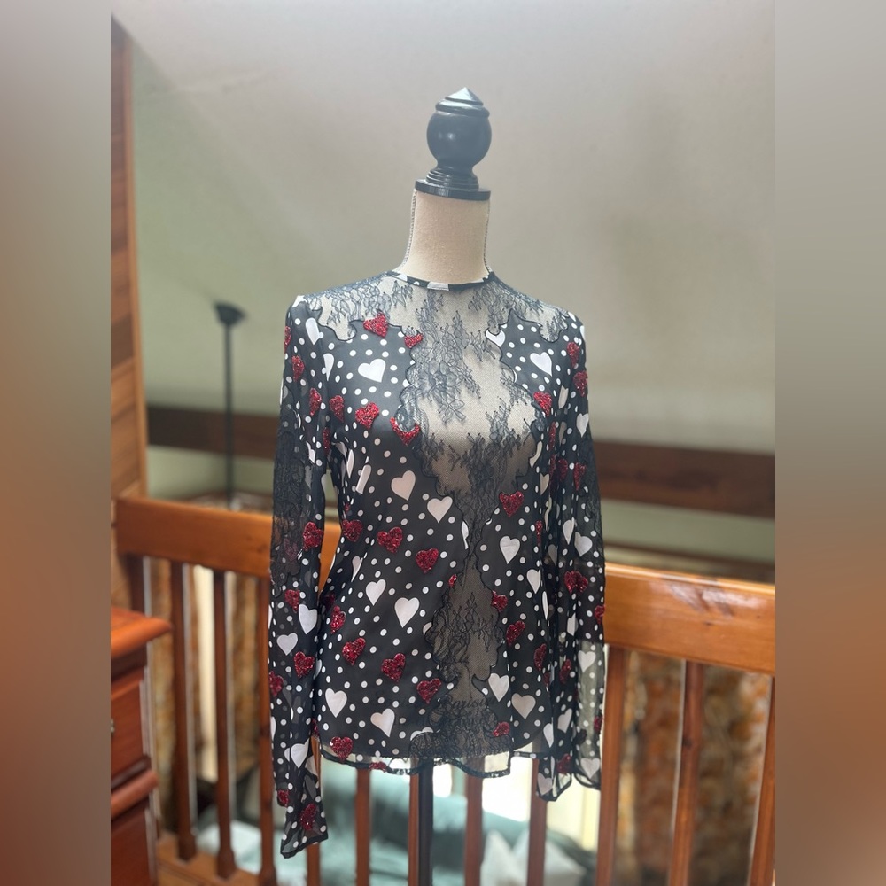 Valentines top see-through size XS